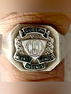 (2) Sterling Silver 925 Antique Mens Class Ring. Ontario Agricultural College.